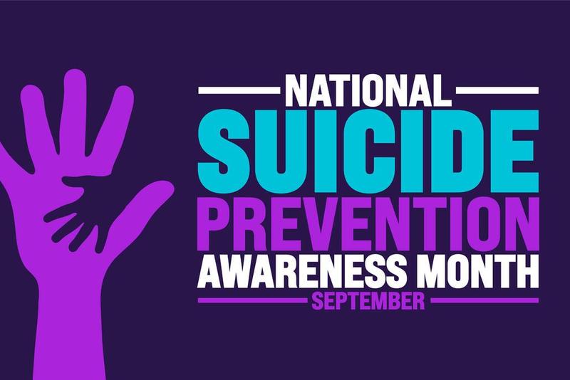 graphic with holding hands and the words national suicide prevention awareness month