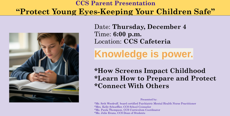 CCS Parent Presentation "Protect Young Eyes-Keeping Your Children Safe" - Dec 4 Featured Photo