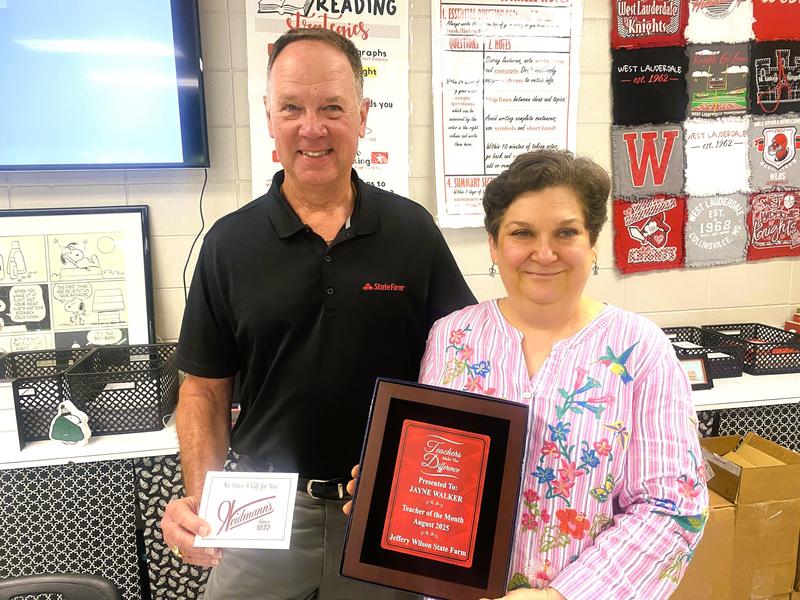 WLHS Honoree Jayne Walker: Jeffery Wilson State Farm LCSD Teacher of the Month