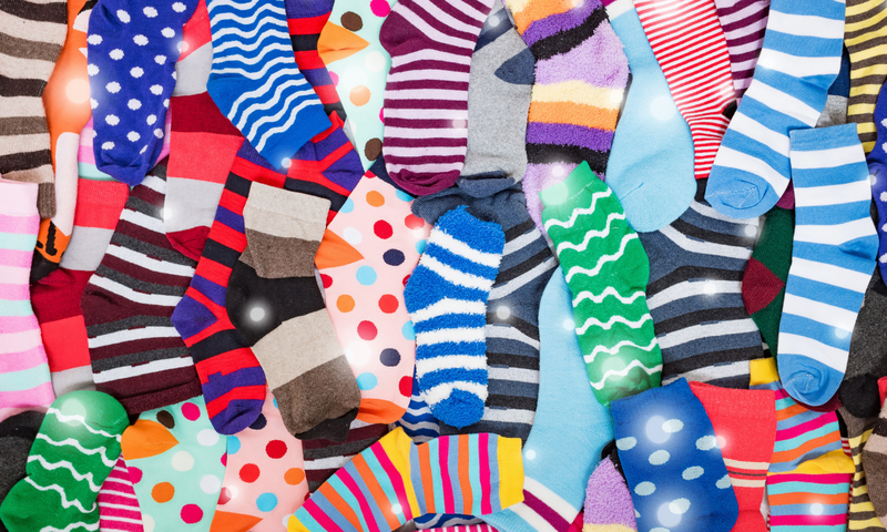 artfully arranged bright and colorful socks