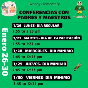 Parent Conference Schedule  for January