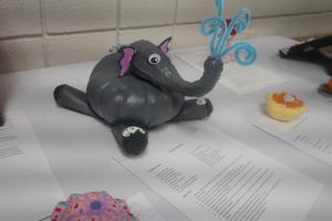 A student created an elephant from her gourd.