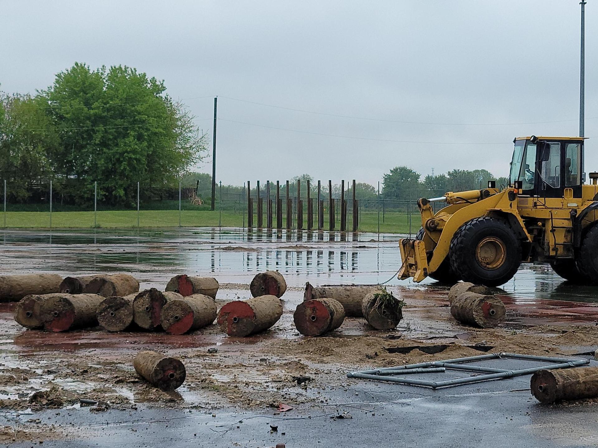 photo of tennis court demo