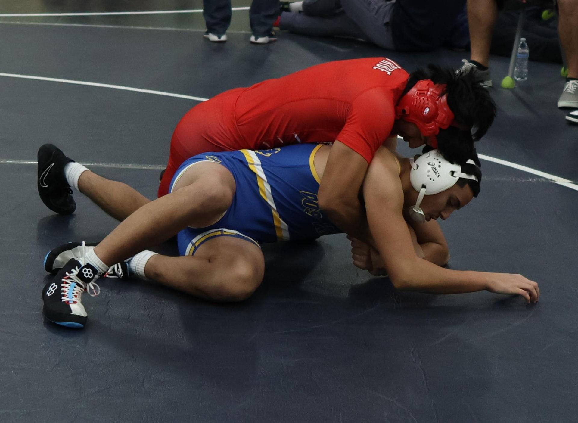 Boys wrestling in the Liberty Duals event 77