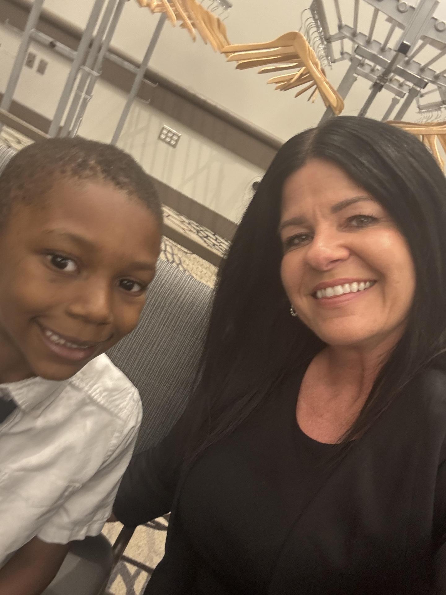 Ms. Flack with a kindergarten grad