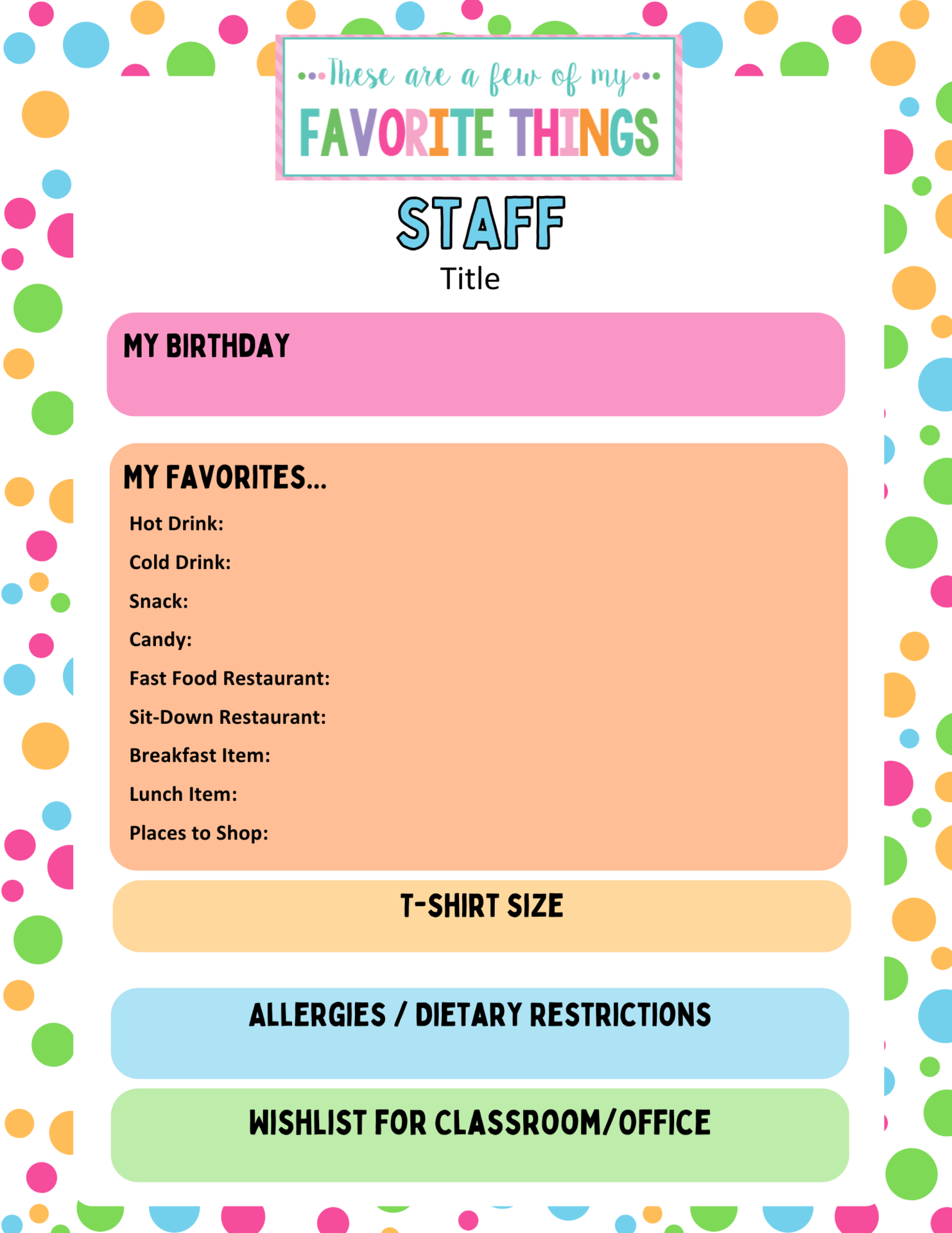 Staff Favorite Things