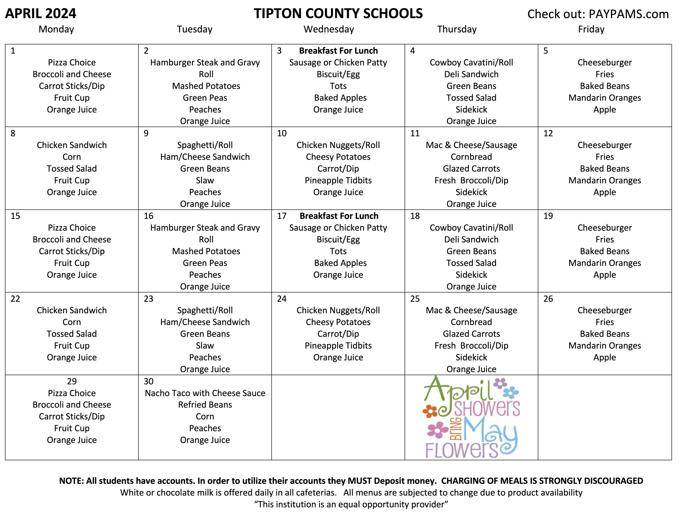 Lunch Menu – Menu – Munford Elementary