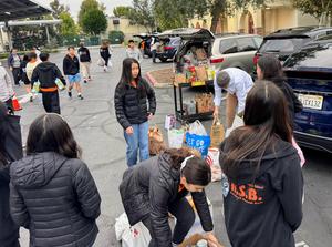 SPMS ASB students collected canned goods for the St. James Community Food Locker in South Pasadena. (Photo Courtesy of South Pasadena Middle School)