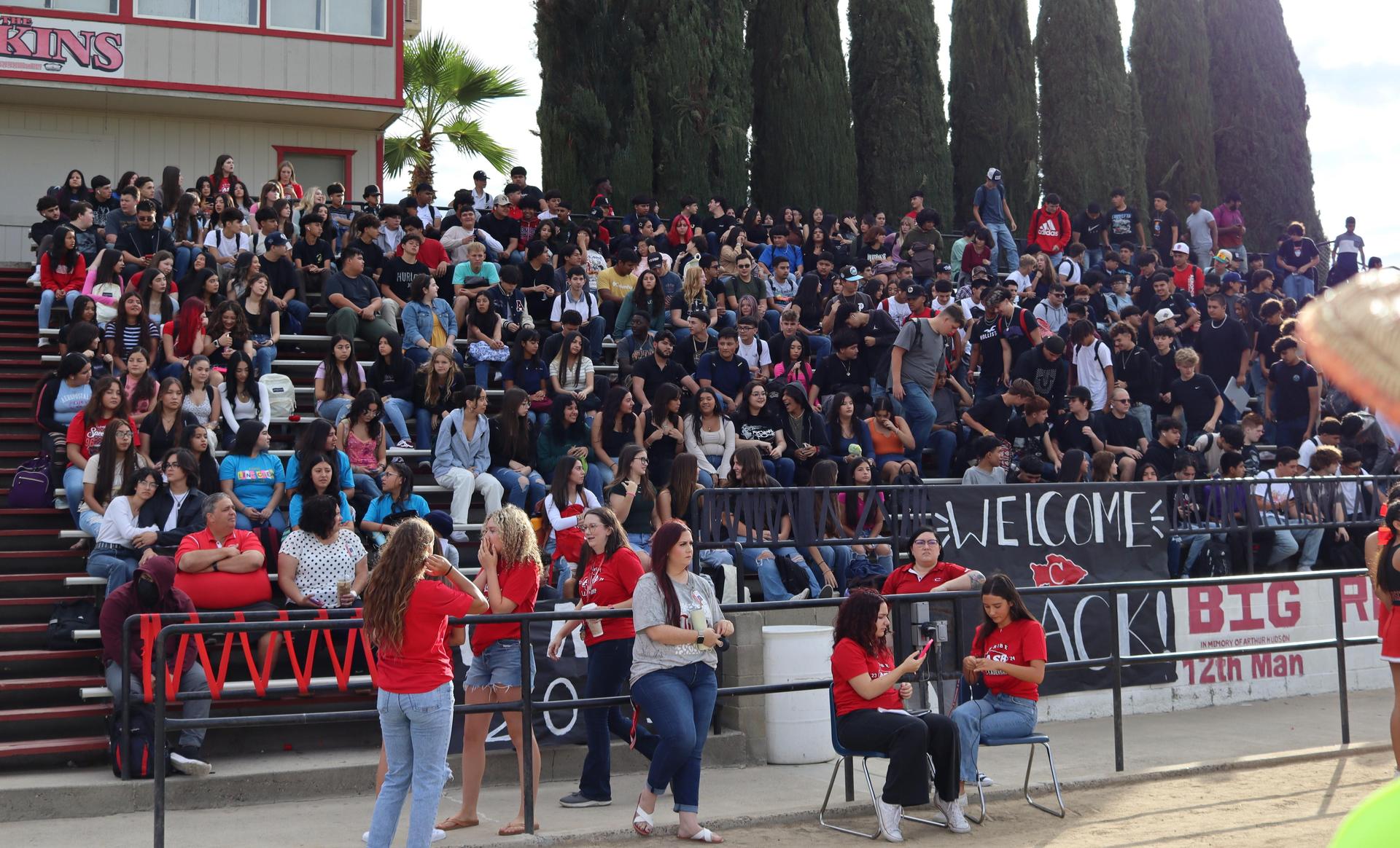 Students and staff enjoying the back to school rally