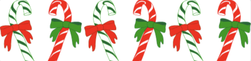 red white and green candy canes with bows