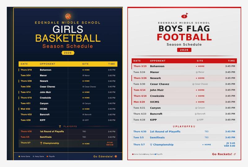 Basketball & Flag Football Schedules