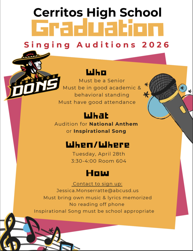 Seniors - Graduation Song Auditions on 4/28 Featured Photo