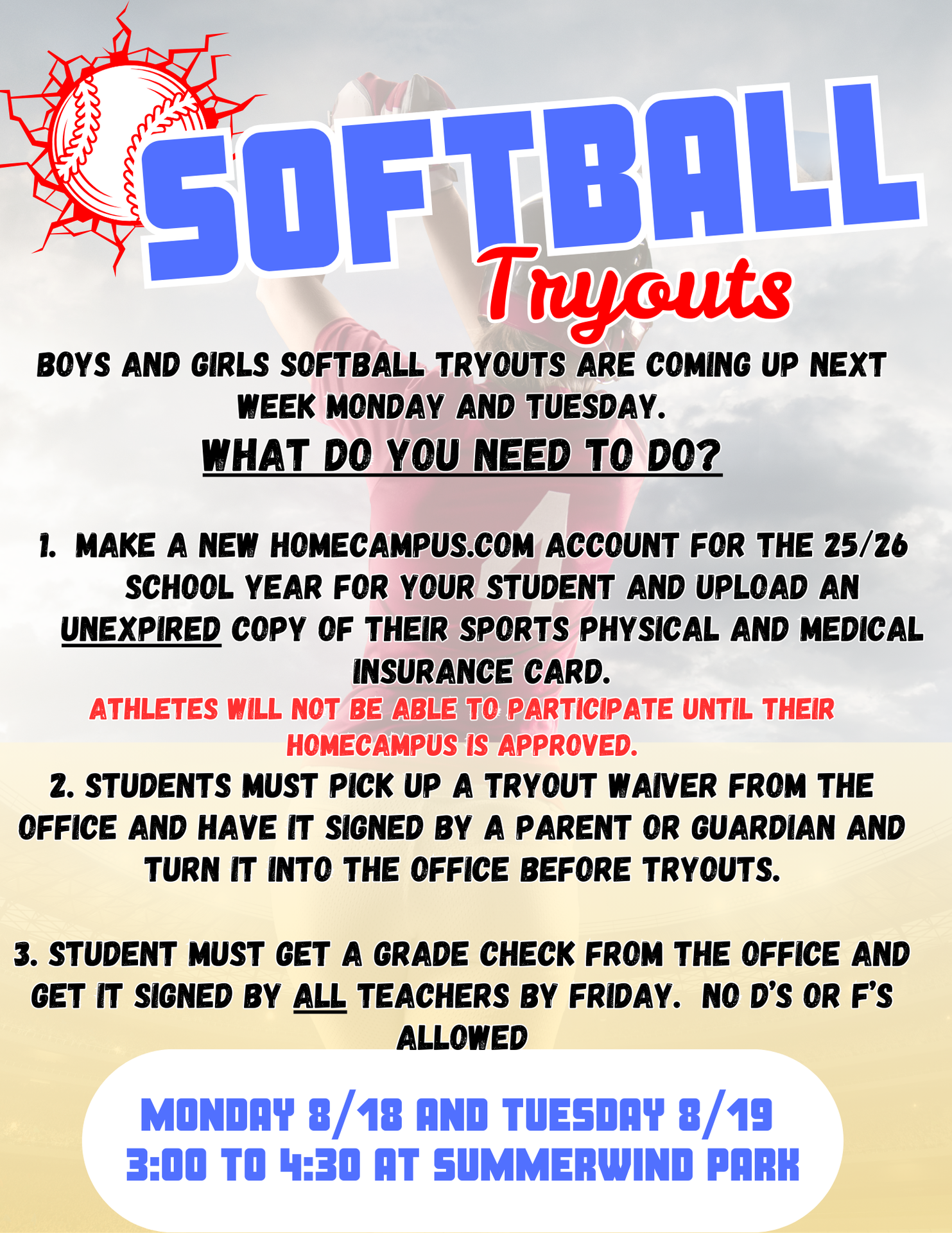 softball tryout flyer