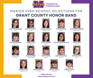 promo graphic - 2026 Grant County Honor Band - Marion High School selections