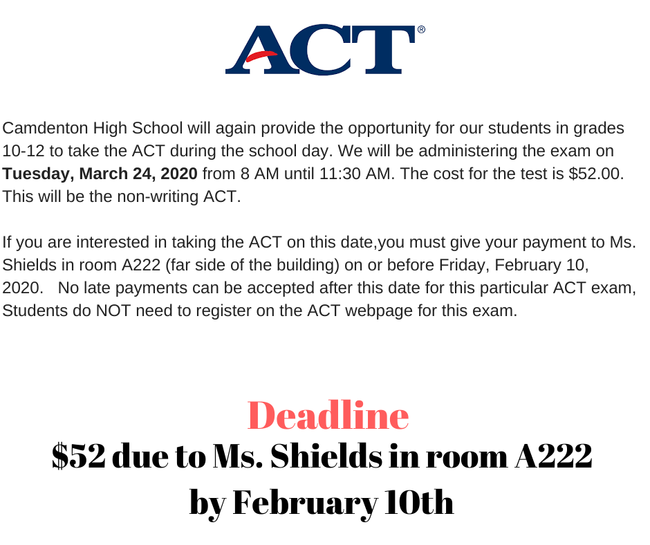 ACT Test Registration Camdenton High School