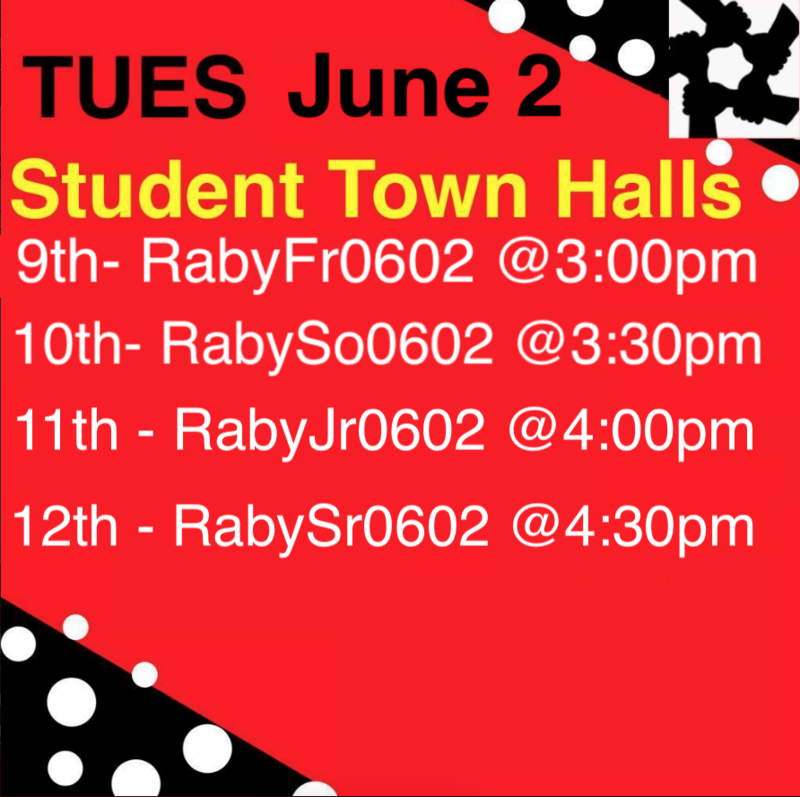 RABY Student Town Halls: TUES JUNE-2 Featured Photo