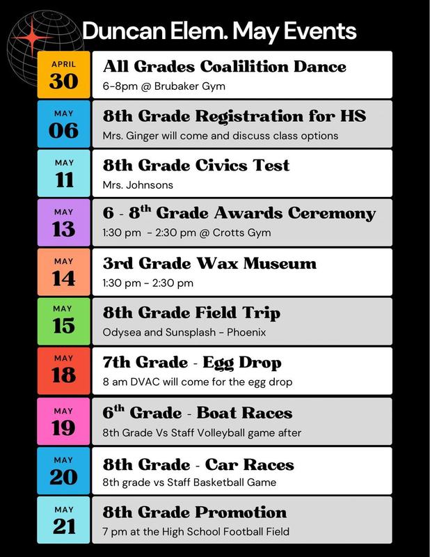 Black with colored boxes of events happening