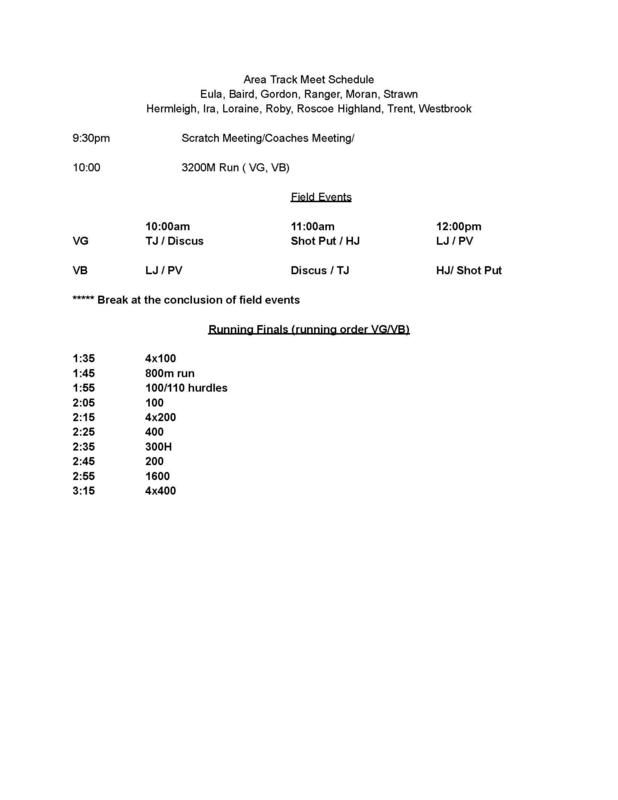 HS Area Track Meet Schedule