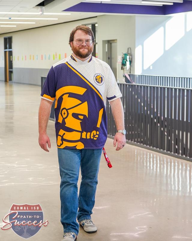 Pieper High School Sam Pippert walking down the hall.