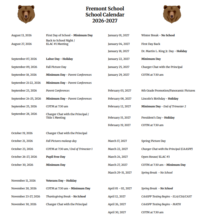 2026-2027 Year-long Student Calendar Featured Photo