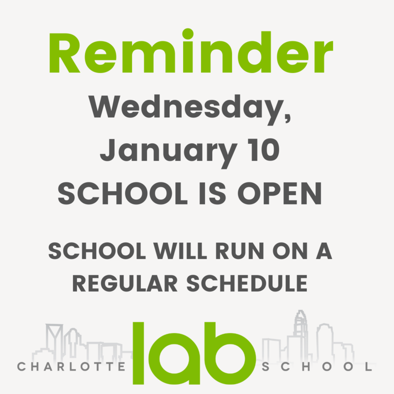 School Open - Regular Schedule - Wed. 1/10