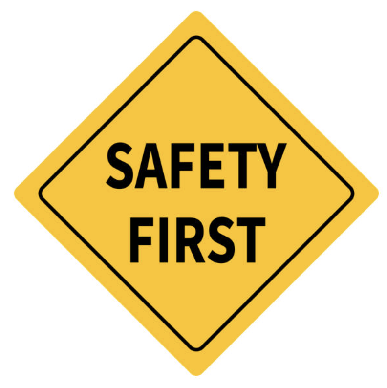 Safety Alert words on a yellow diamond.