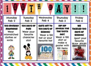 100th day of school spirit week