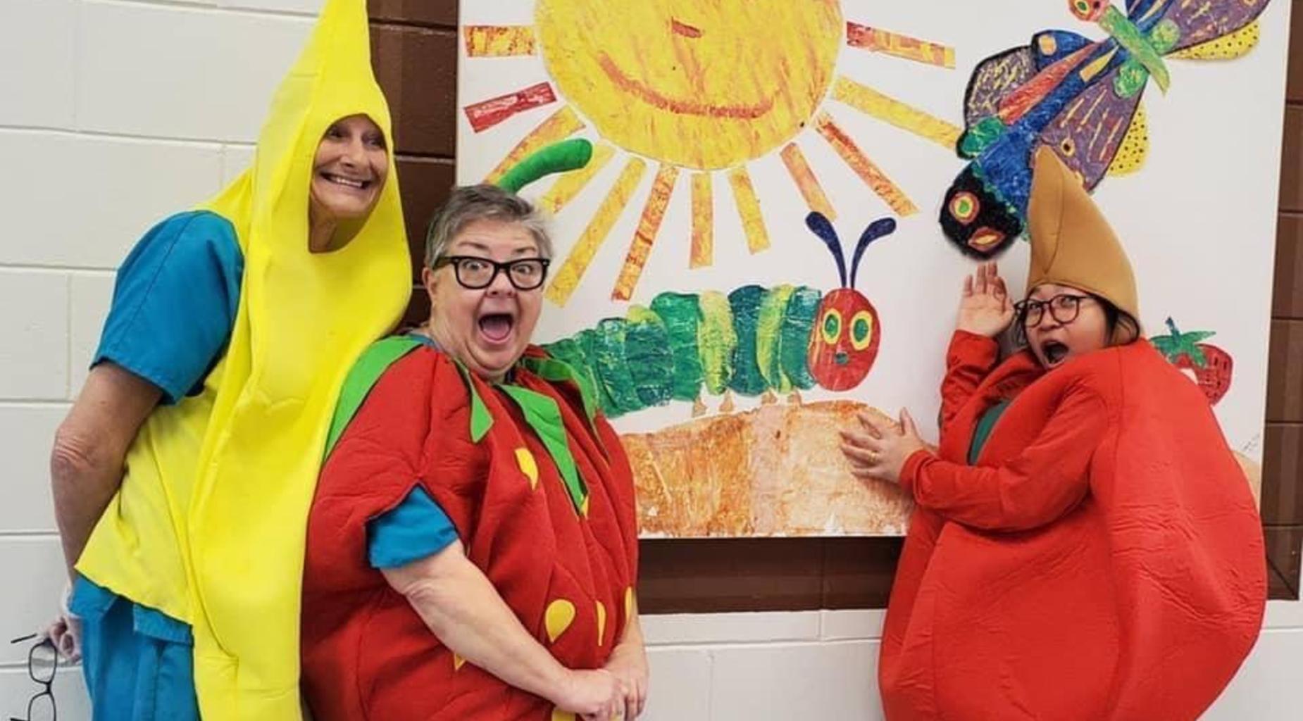 Food service employees pose for Lunch Hero Day.