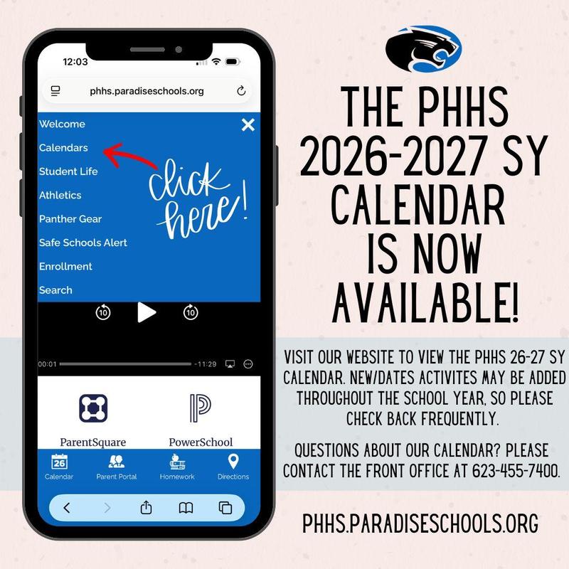 graphic of school calendar info