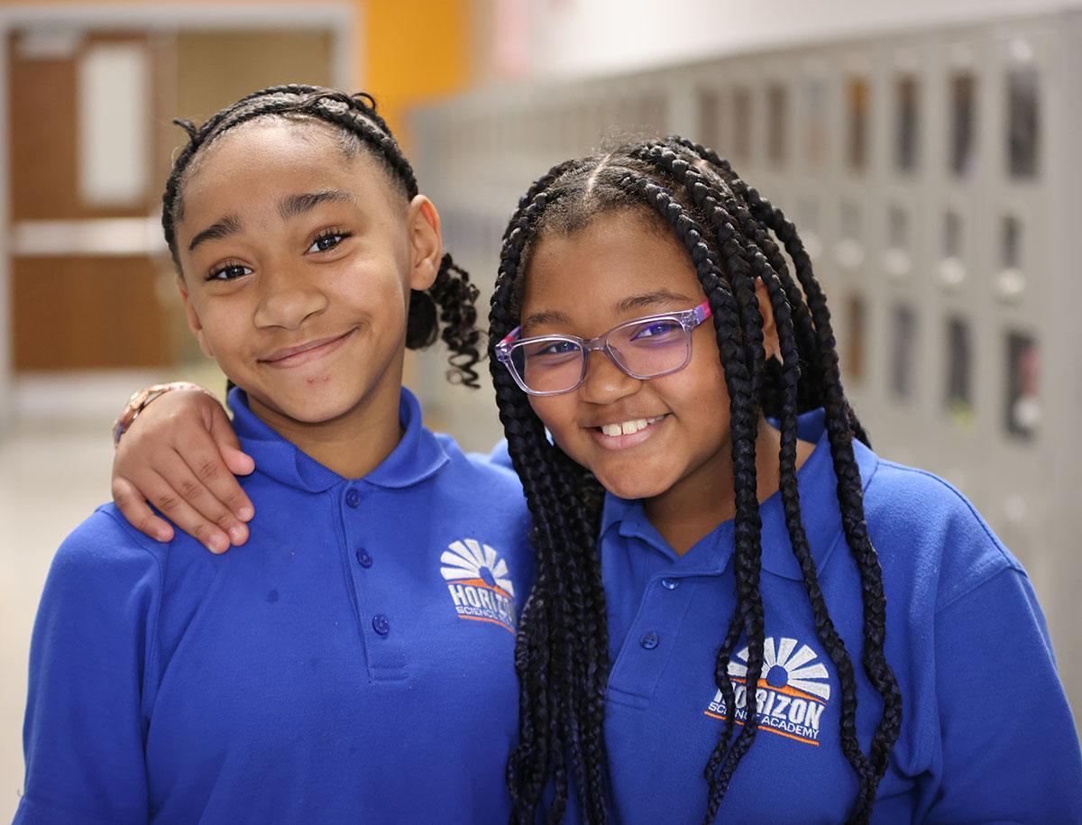 HSA Dayton Elementary students in the school hallway