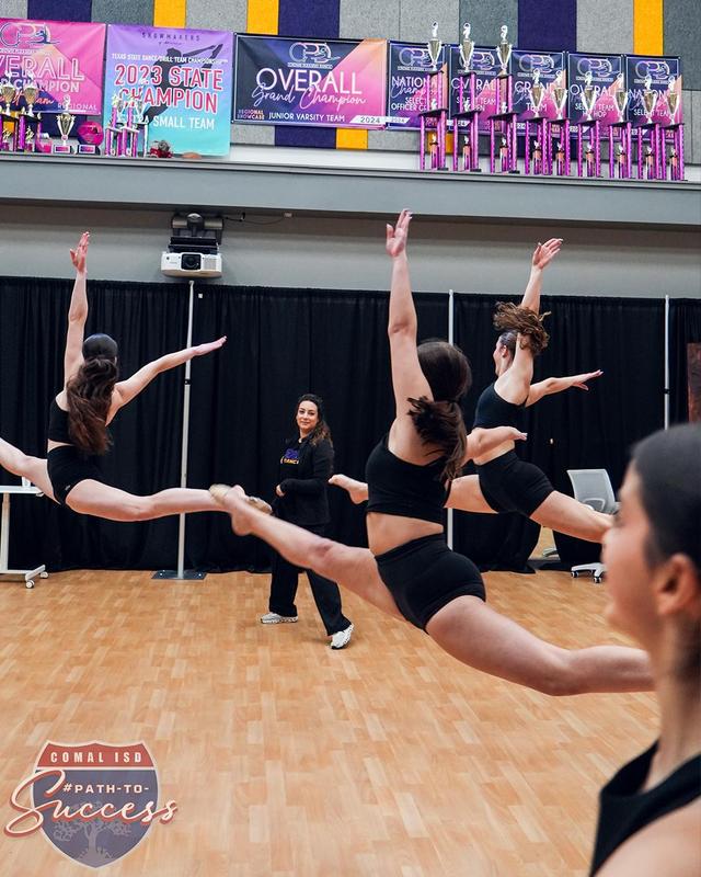 - Pieper High School Dance Coach Jaqueline Olivares coaching a dance routine.