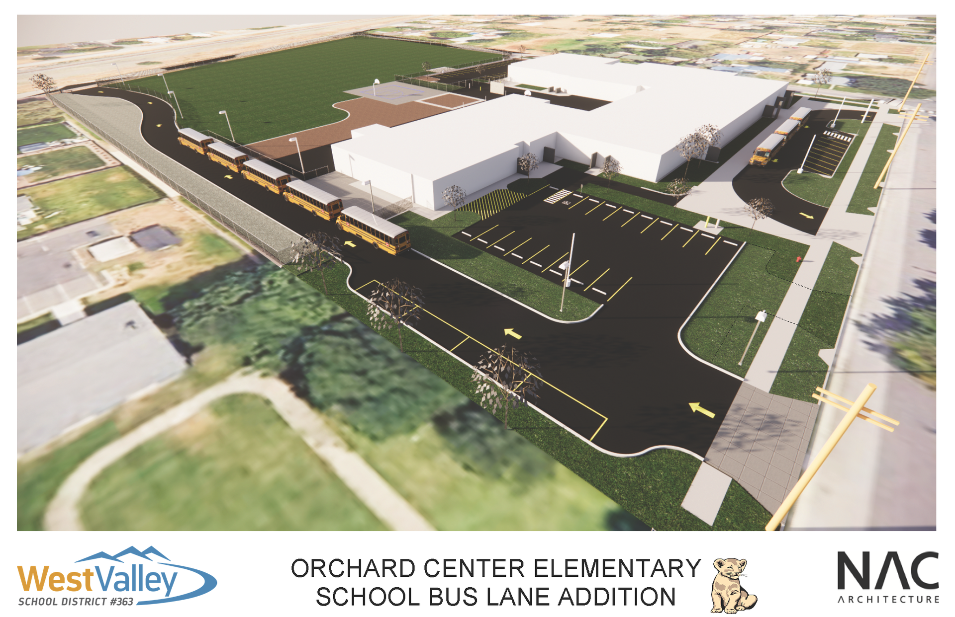Drawing of traffic reconfiguration at Orchard Center Elementary