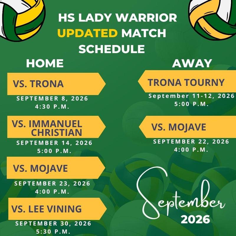 HS volleyball schedule