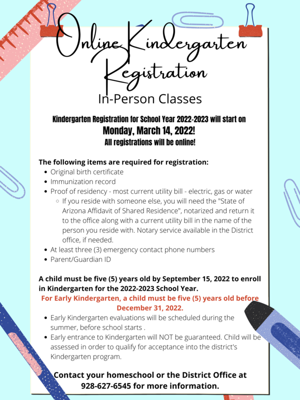 Online Kinder Registration- In Person Classes Featured Photo