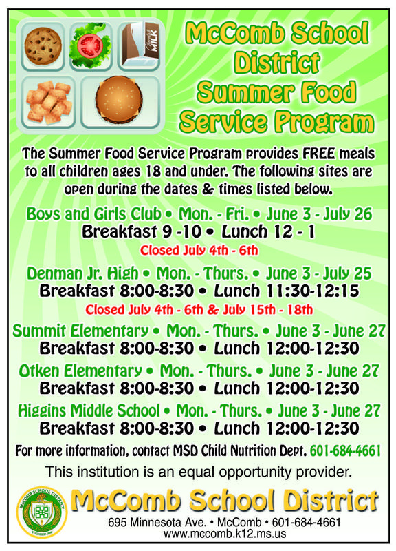 McComb School District Summer Food Service Program