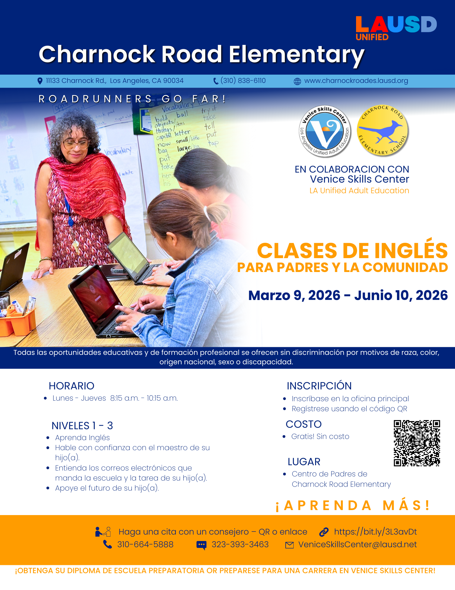 Free Adult Classes – Families – Charnock Road Elementary