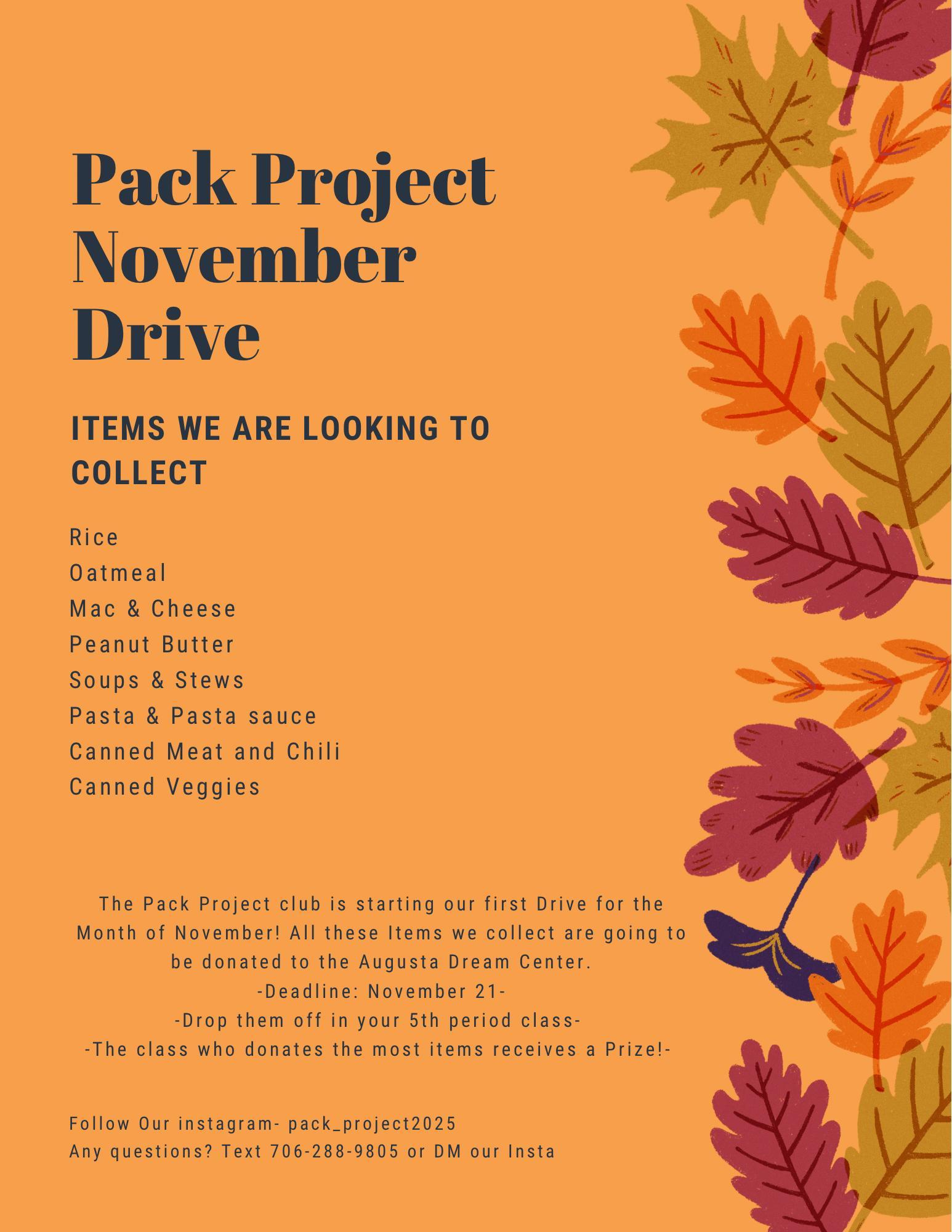 Pack Project November Drive Greenbrier High School