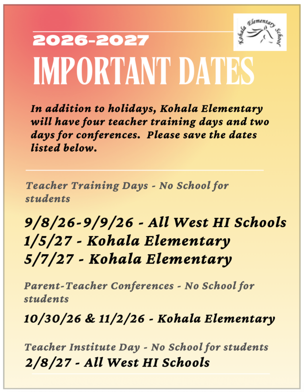 Upcoming days with no school for students