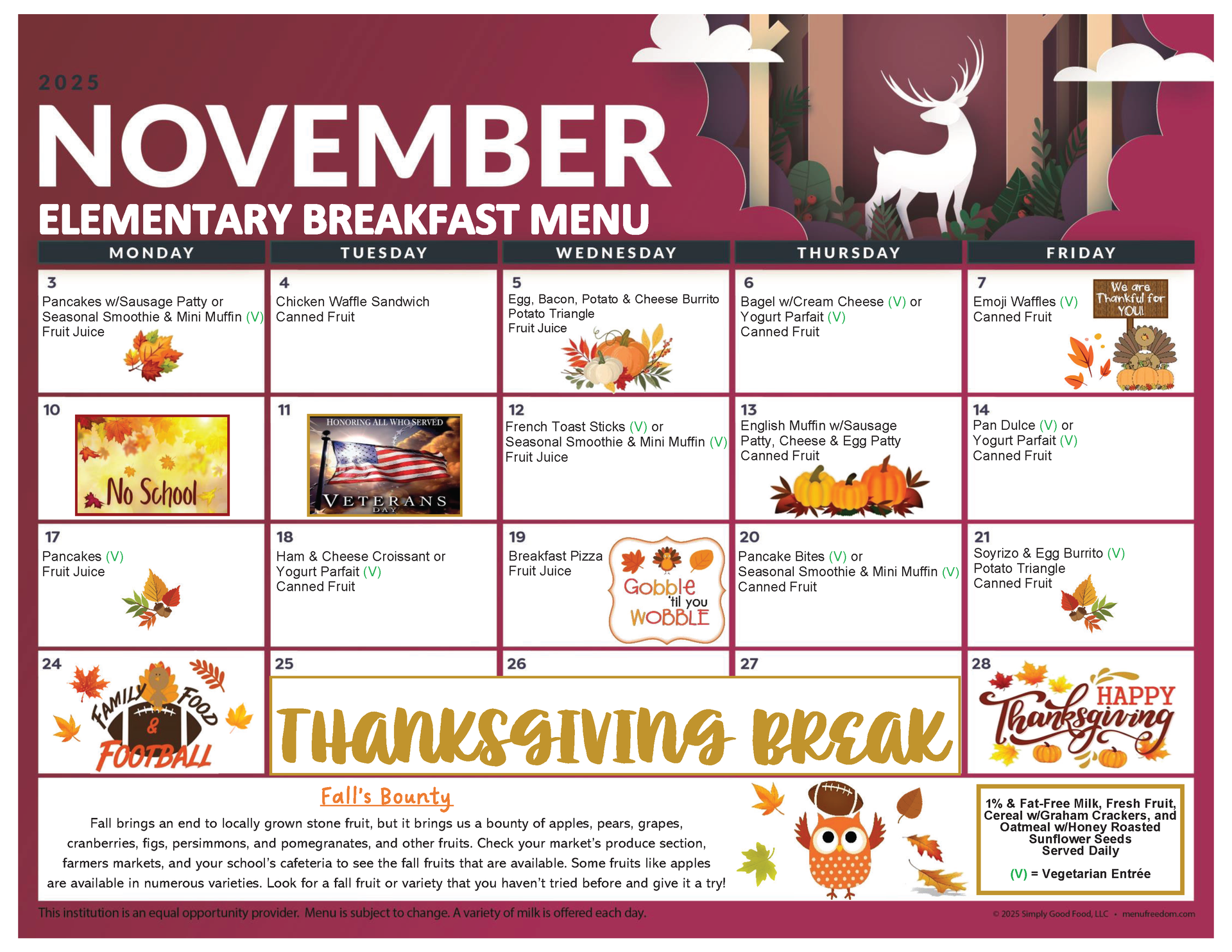 Elementary Breakfast Menu (click to view)