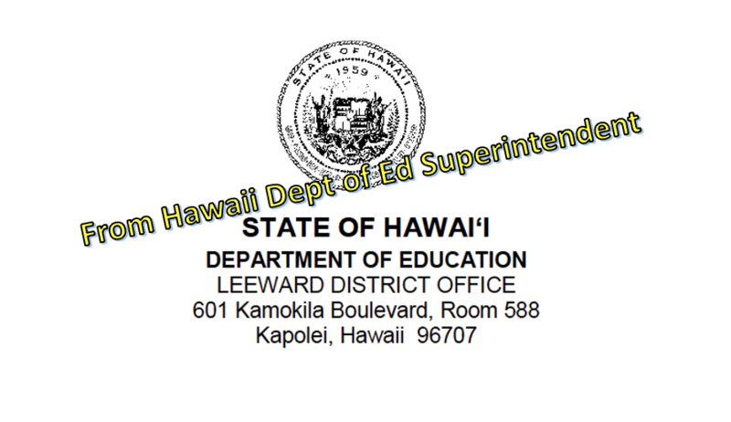 From the HIDOE Superintendent