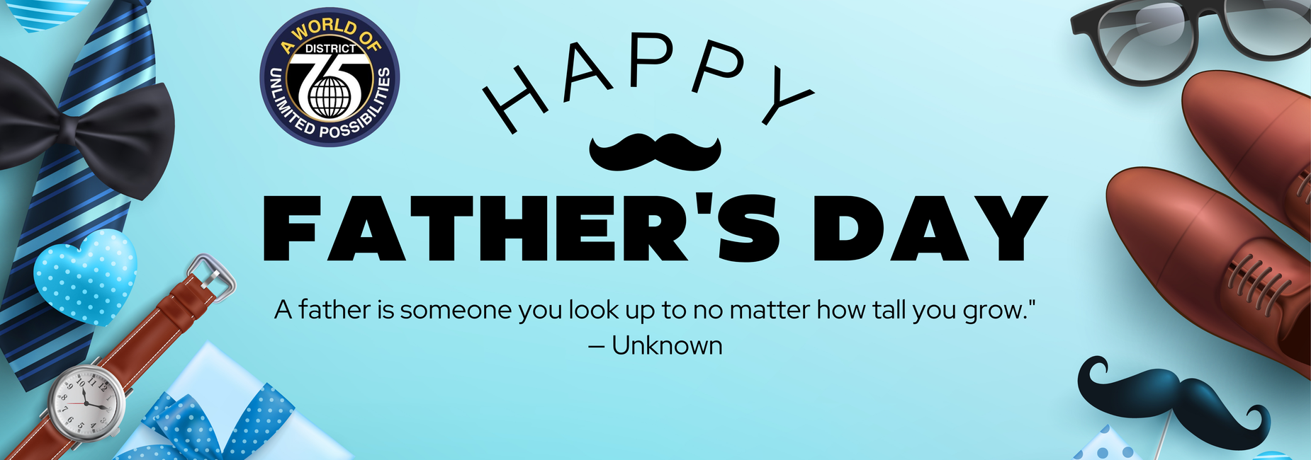 Festive Father's Day graphic featuring ties, shoes, and a heartfelt quote.