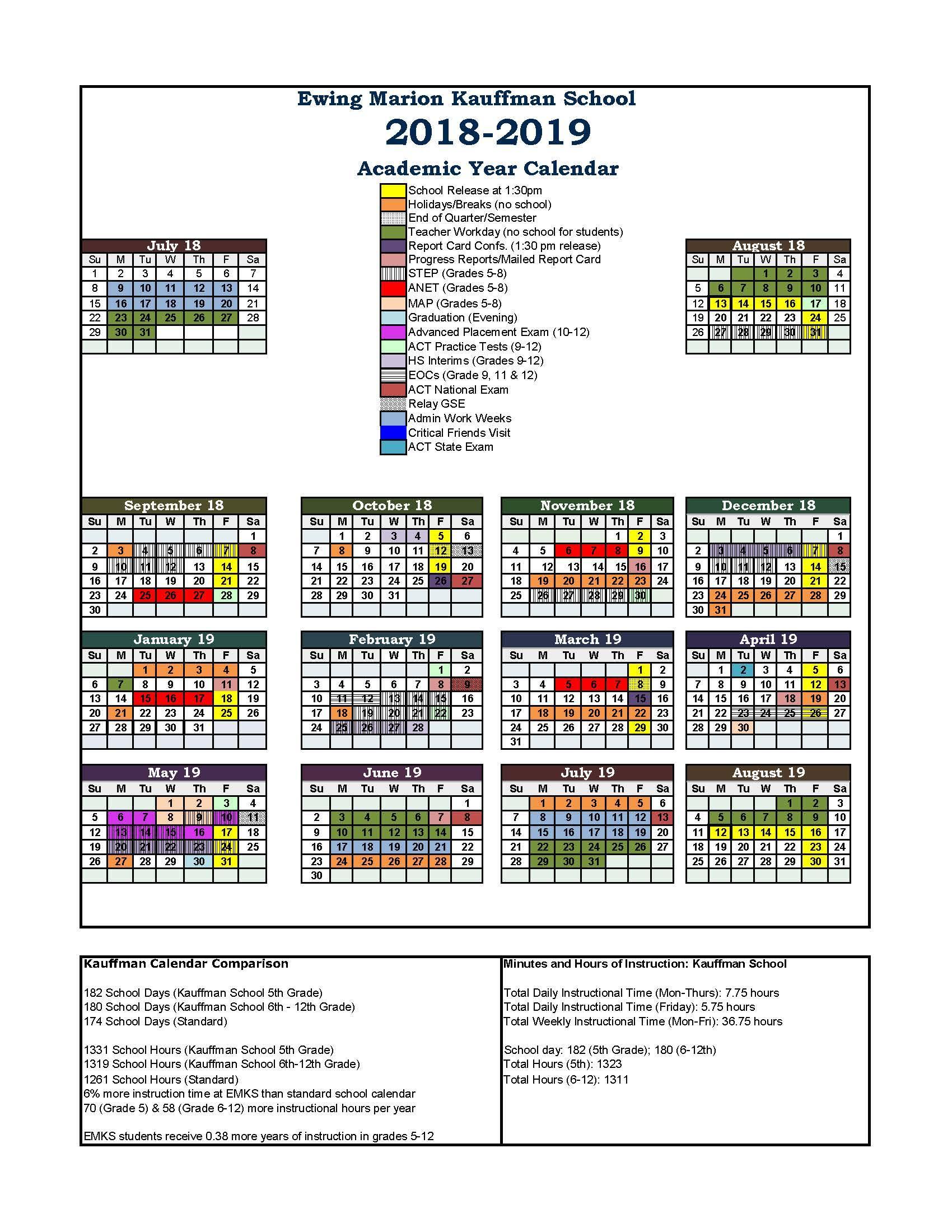 calendar student and parent resources ewing marion kauffman school year long calendar 2019