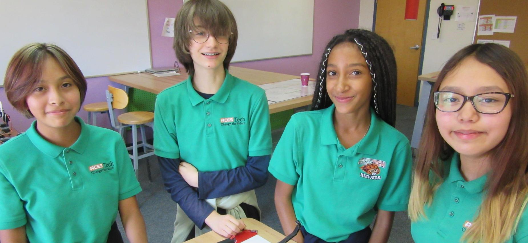 Four Girls with Robot