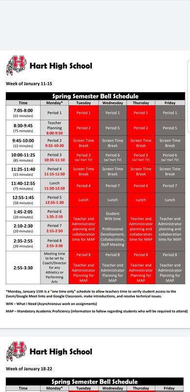 Spring '21 Week 1 schedule