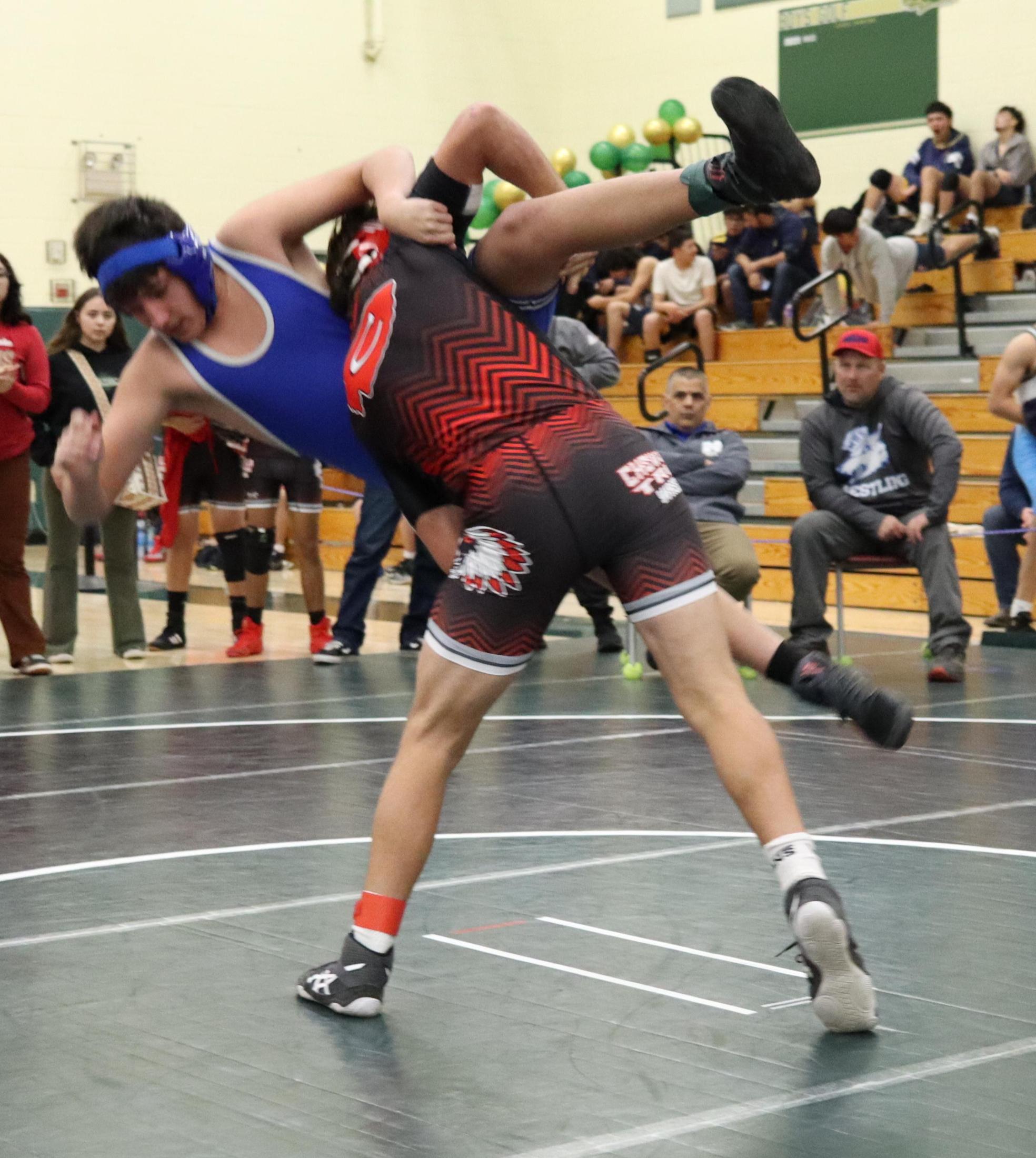 wrestlers in action at the Hawks invitational