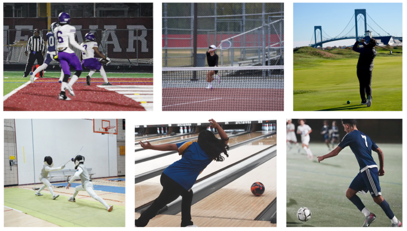 6 photos featuring student athletics