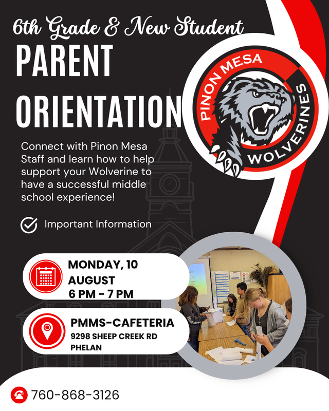6th Grade or New to Pinon Mesa Parent Orientation Featured Photo