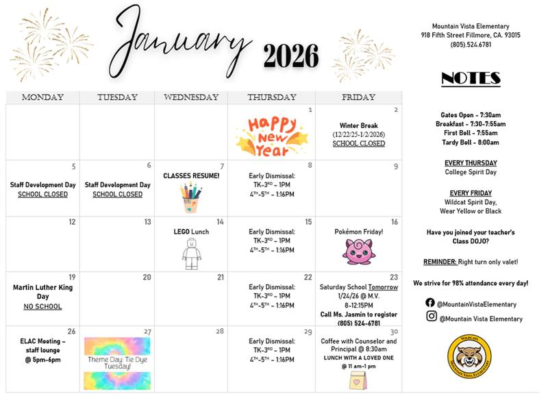 January 2026 Calendar [English/Spanish]