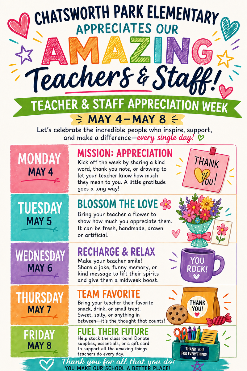 Staff/Teachers Appreciation Week 05.04-05.08.2026
