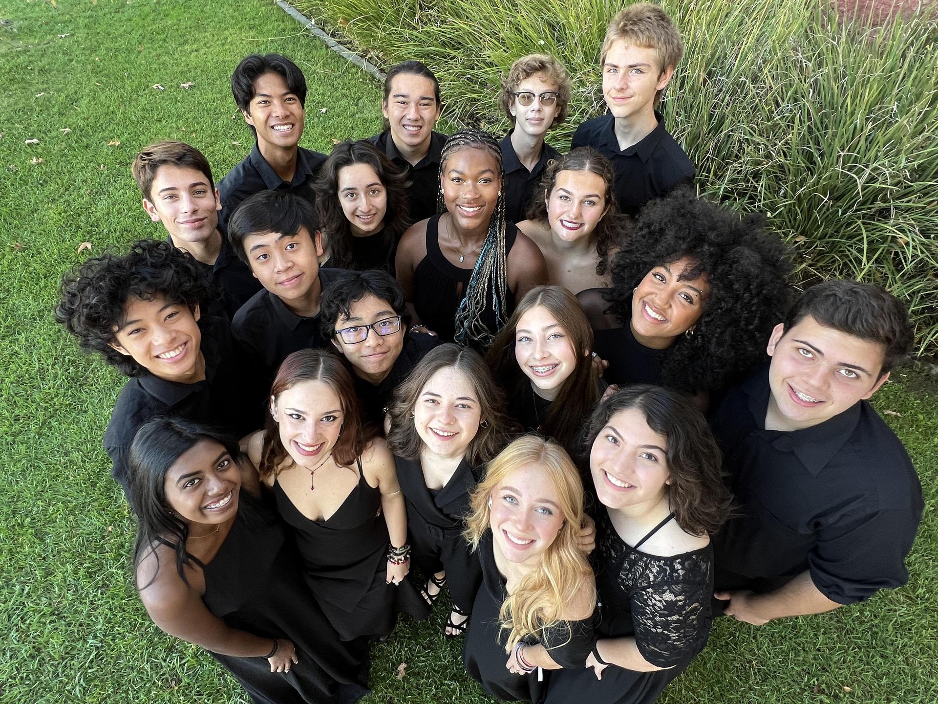 A group of students looking up at the camera